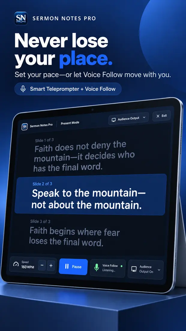 Voice Follow teleprompter highlighting the speaker's current line